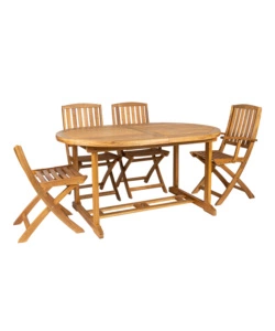 TAVOLO DA ESTERNO ALLUNGABILE EUROGARDEN OVALE IN LEGNO  DI ACACIA 150/200X100X75 CM
