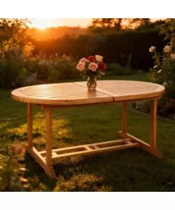 TAVOLO DA ESTERNO ALLUNGABILE EUROGARDEN OVALE IN LEGNO  DI ACACIA 150/200X100X75 CM