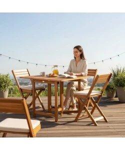 SET DA GIARDINO PIEGHEVOLE EUROGARDEN "VITTORIA" IN LEGNO DI ACACIA 4 SEDUTE E TAVOLO