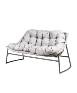 SET DA GIARDINO EUROGARDEN "LAS VEGAS" IN METALLO E PE RATTAN GRIGIO CON CUSCINI 4 SEDUTE E TAVOLINO