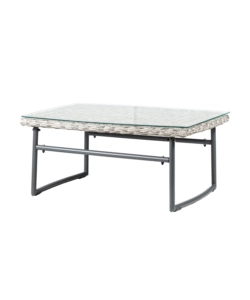 SET DA GIARDINO EUROGARDEN "LAS VEGAS" IN METALLO E PE RATTAN GRIGIO CON CUSCINI 4 SEDUTE E TAVOLINO
