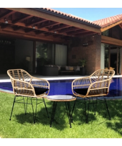 SET DA ESTERNO EUROGARDEN "MIAMI" NATURALE 2 SEDUTE E TAVOLINO