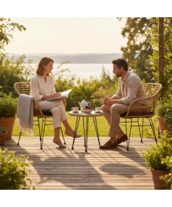 SET DA ESTERNO EUROGARDEN "MIAMI" NATURALE 2 SEDUTE E TAVOLINO