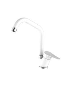 RUBINETTO CUCINA "ALLEN" MONOCOMANDO BOCCA ALTA BIANCO, D 40 MM