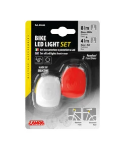 KIT LAMPEGGIANTI A LED PER BICICLETTA LAMPA ANTERIORE E POSTERIORE IN SILICONE - 92043