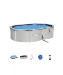 PISCINA FUORI TERRA ROTONDA BESTWAY "HYDRUM" 500X360X120 CM CON POMPA FILTRO A SABBIA COPERTURA, TAPPETINO BASE, SKIMMER, SCALETTA E DISPENSER CHEMCONNECT - COD. 56586