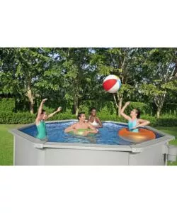 PISCINA FUORI TERRA ROTONDA BESTWAY "HYDRUM" 360X120 CM CON COPERTURA, TAPPETINO BASE, SKIMMER, SCALETTA E DISPENSER CHEMCONNECT - COD. 56574