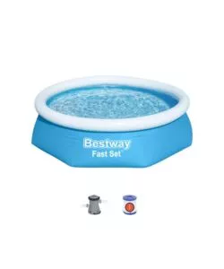 PISCINA FUORI TERRA AUTOPORTANTE ROTONDA BESTWAY "FAST SET" CON POMPA E FILTRO A CARTUCCIA 244X61 CM - COD. 57450
