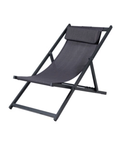 SPIAGGINA PIEGHEVOLE REGOLABILE EUROGARDEN "SUMMER" CON CUSCINO IN TEXTILENE GRIGIO 95X58,5X95 CM