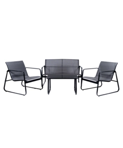 SET DA GIARDINO EUROGARDEN IN ACCIAIO E TEXTILENE GRIGIO 4 SEDUTE E TAVOLINO
