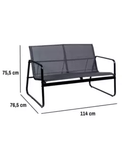 SET DA GIARDINO EUROGARDEN IN ACCIAIO E TEXTILENE GRIGIO 4 SEDUTE E TAVOLINO