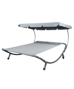 LETTINO AMACA DA ESTERNO EUROGARDEN IN ACCIAIO E TEXTILENE CON TETTUCCIO GRIGIO 173X196X175 CM