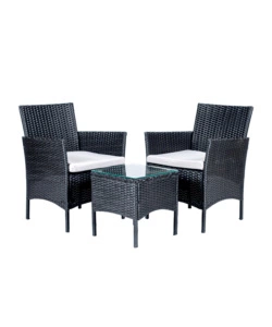 SET DA ESTERNO EUROGARDEN "LIPSIA" IN RATTAN CON CUSCINI GRIGIO 2 SEDUTE E TAVOLINO