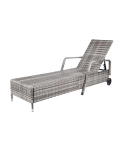 SDRAIO RECLINABILE EUROGARDEN "HOLIDAY" IN POLYRATTAN GRIGIO CON CUSCINI E RUOTE 210X66X33 CM