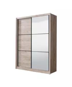 ARMADIO 2 ANTE SCORREVOLI "MADRID" CON SPECCHIO EFFETTO QUERCIA 166X60X215 CM