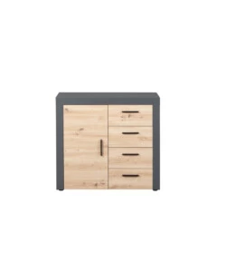 MOBILE BUFFET 1 ANTA E 3 CASSETTI GRIGIO E QUERCIA, 94X40X86 CM