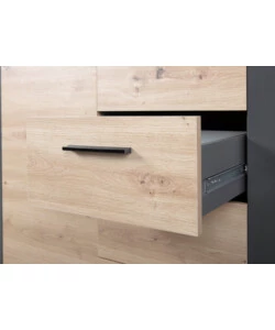 MOBILE BUFFET 1 ANTA E 3 CASSETTI GRIGIO E QUERCIA, 94X40X86 CM