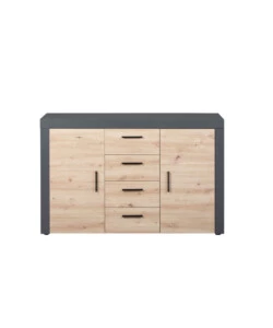 MOBILE BUFFET GRIGIO E QUERCIA, 134X40X86 CM