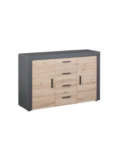 MOBILE BUFFET GRIGIO E QUERCIA, 134X40X86 CM