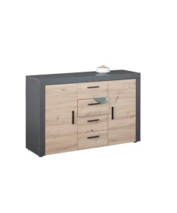 MOBILE BUFFET GRIGIO E QUERCIA, 134X40X86 CM