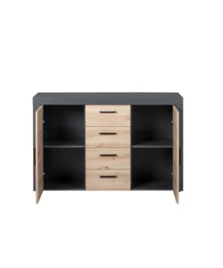 MOBILE BUFFET GRIGIO E QUERCIA, 134X40X86 CM