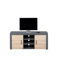 MOBILE PORTA TV GRIGIO E QUERCIA, 134X40X59 CM