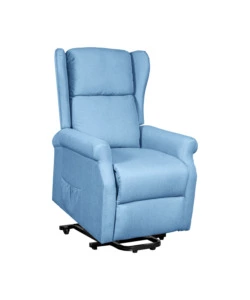 POLTRONA RELAX CON RECLINER ELETTRICO BELLAHOME "BERG" TESSUTO AZZURRO, 72,5X94X109 CM