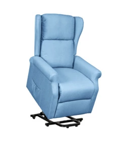 POLTRONA RELAX CON RECLINER ELETTRICO BELLAHOME "BERG" TESSUTO AZZURRO, 72,5X94X109 CM