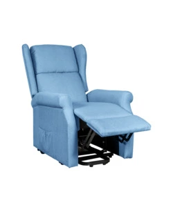 POLTRONA RELAX CON RECLINER ELETTRICO BELLAHOME "BERG" TESSUTO AZZURRO, 72,5X94X109 CM