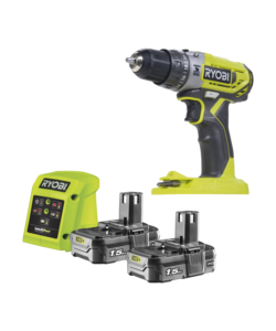 TRAPANO AVVITATORE A PERCUSSIONE A BATTERIA RYOBI "R18PD2-215G" 2 BATTERIE 18V 1,5AH E CARICABATTERIE