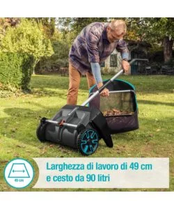 SPAZZATRICE RACCOGLI FOGLIE MANUALE GARDENA "3565-20" LARGHEZZA LAVORO 49 CM