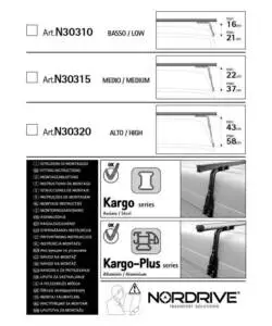 SET 2 PIEDI PER GRONDINA (43-58CM) PER BARRE KARGO N30320