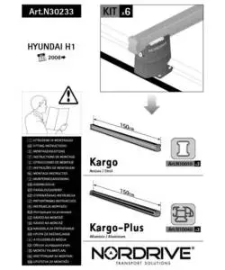 KIT ATTACCHI PER BARRE AUTO PORTATUTTO HYUNDAI H1 08> (3BARRE)  N30233