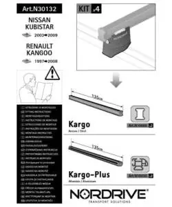 KIT ATTACCHI PER BARRE AUTO PORTATUTTO RENAULT KANGOO 97>07 NISSAN KUBISTAR  N30132