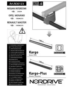 KIT ATTACCHI PER BARRE AUTO PORTATUTTO RENAULT MASTER 98>, OPEL MOVANO 98>,N  N30123