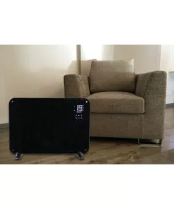 PANNELLO RISCALDANTE DA APPOGGIO "LEO" IN VETRO NERO - 1000 W