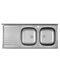 Lavello da cucina con doppia vasca a destra e gocciolatoio 120x50 cm