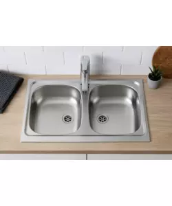 Lavello da cucina con vasca doppia 80x50 cm