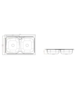 LAVELLO CUCINA DA APPOGGIO CON 2 VASCHE, 50X80 CM