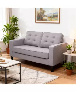 DIVANO 2 POSTI "RIVER" TESSUTO GRIGIO 145X78X95 CM