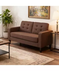 DIVANO 2 POSTI "RIVER" TESSUTO MARRONE 145X78X95 CM