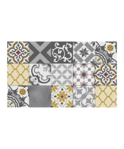 TAPPETO VINILICO STAMPATO "PATCH GRIGIO", 45X75 CM