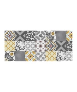 TAPPETO VINILICO STAMPATO "PATCH GRIGIO", 50X110 CM