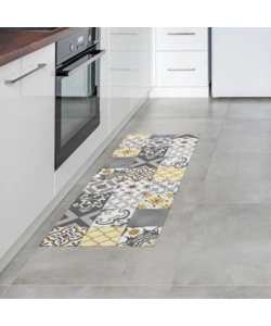 TAPPETO VINILICO STAMPATO "PATCH GRIGIO", 50X140 CM
