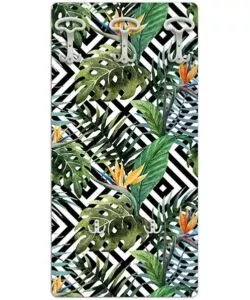 ATTACCAPANNI "TROPICAL" IN LEGNO CON 5 GANCI, 45X90X1 CM