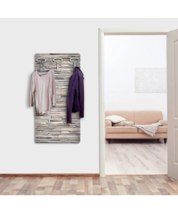 ATTACCAPANNI "STONES" IN LEGNO CON 5 GANCI, 45X90X1 CM