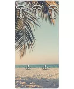 ATTACCAPANNI "PALM" IN LEGNO CON 5 GANCI, 45X90X1 CM
