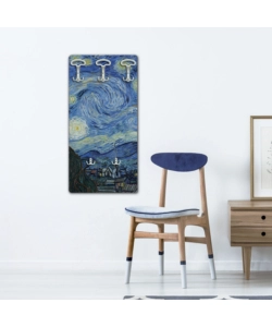 ATTACCAPANNI "NOTTE STELLATA" IN LEGNO CON 5 GANCI, 45X90X1 CM