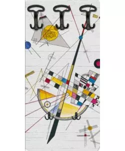 ATTACCAPANNI "KANDINSKY" IN LEGNO CON 5 GANCI, 45X90X1 CM