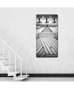 ATTACCAPANNI "PONTILE" IN LEGNO CON 5 GANCI, 45X90X1 CM